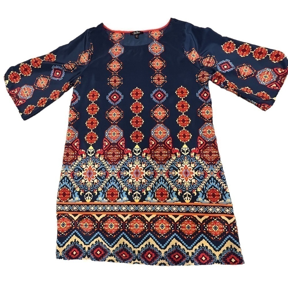 BeBop Women’s Blue Boho Festival Casual Dress, Size Medium